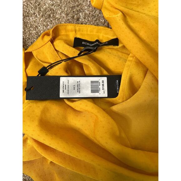 BCBGMaxazria Kira Cowlneck halter top mustard yellow NEW MSRP $138 SZ LG - Picture 4 of 7